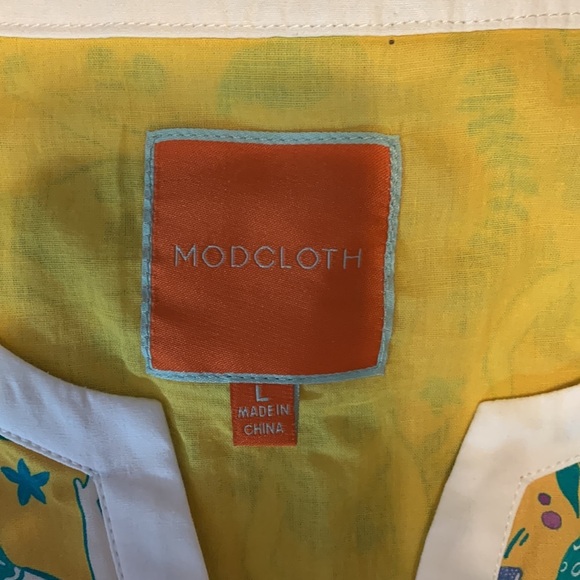 ModCloth Yellow purple teal Mermaid Cotton fit and flare sleeveless dress large - Picture 8 of 12